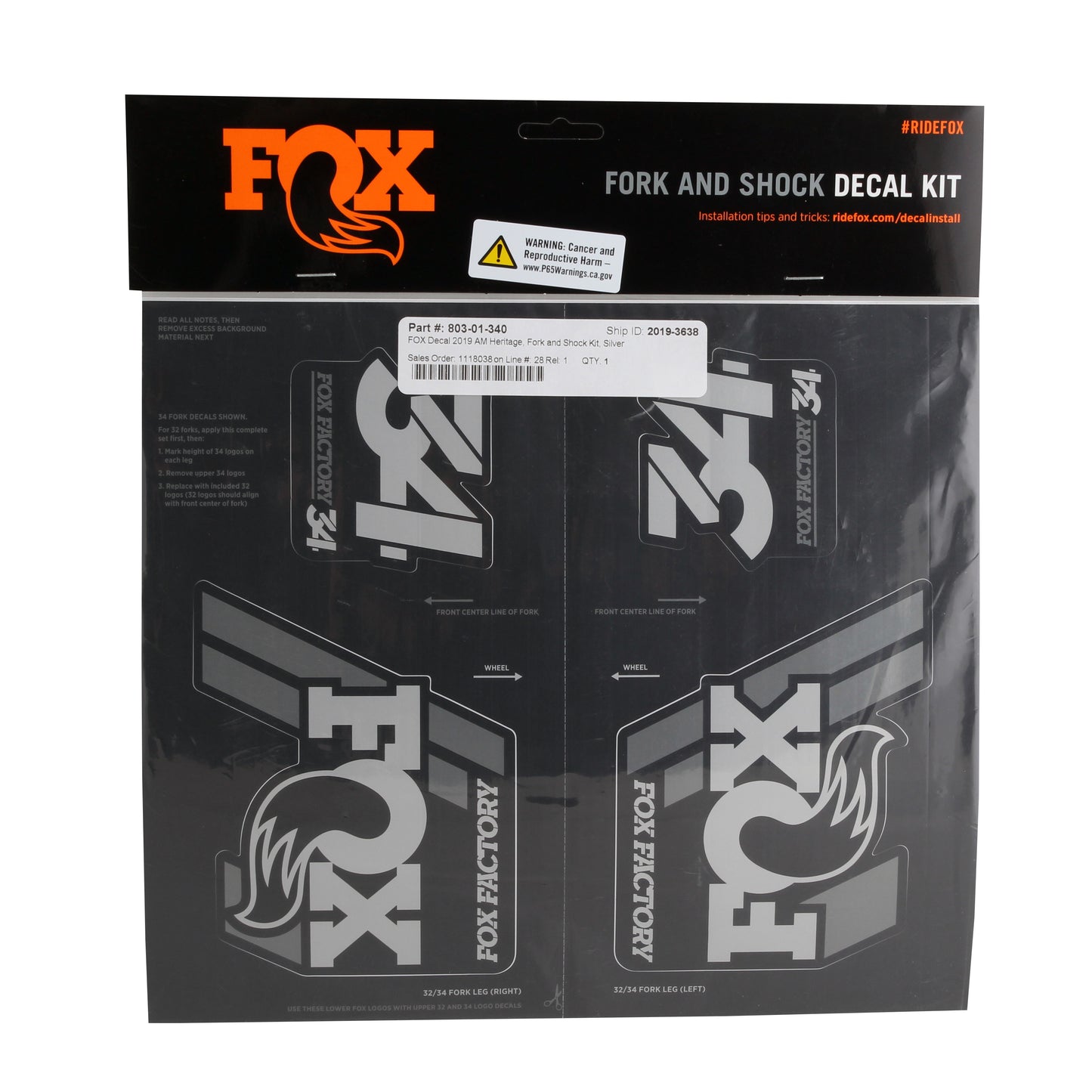 Fox Heritage Decal Kit